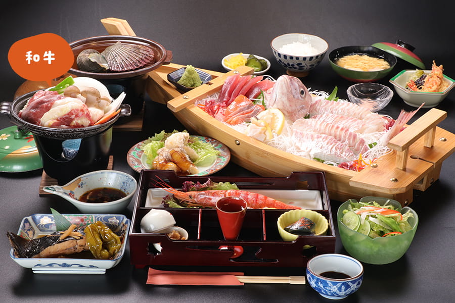 日乃出御膳とあわびor和牛